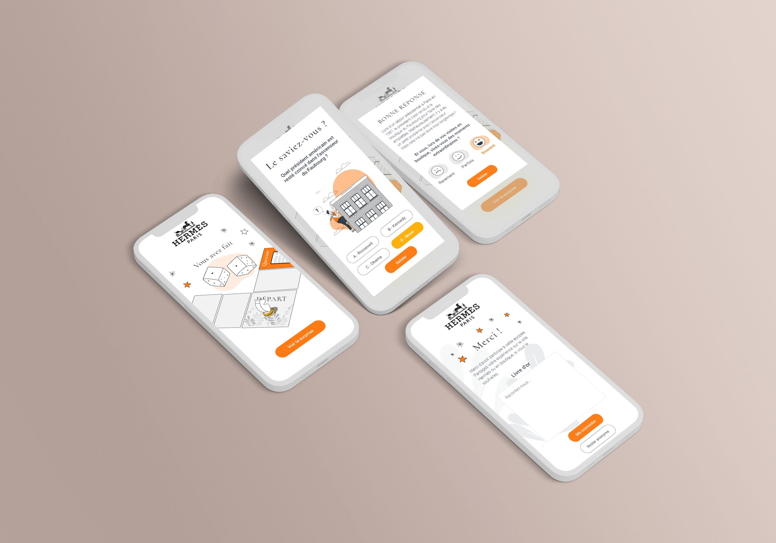 Le Voyage Hermès — key screens