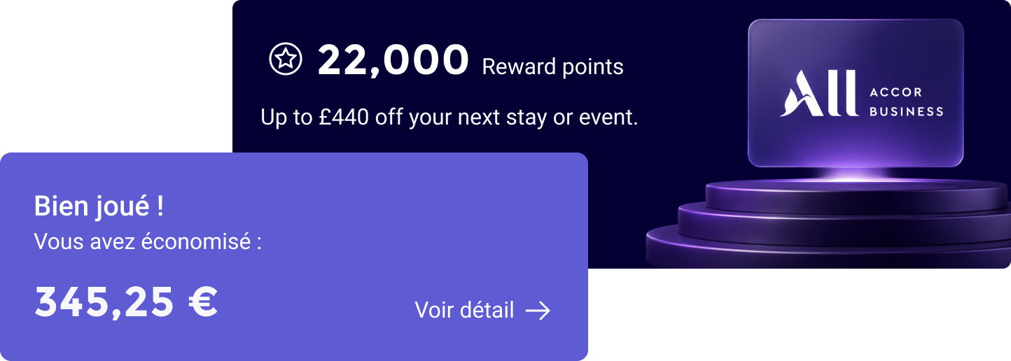 Dashboard : les points et les économies se lisent en premier.